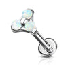 316L Surgical Steel Internally Threaded White Opal Triangle CZ Labret - Pierced Universe