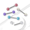 316L Surgical Steel Internally Threaded White Shamballa Coated CZ Nipple Ring - Pierced Universe