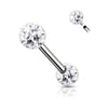 316L Surgical Steel Internally Threaded White Shamballa Coated CZ Nipple Ring - Pierced Universe