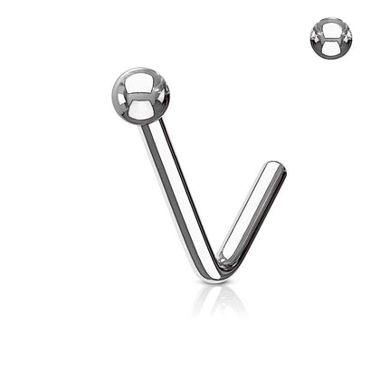 316L Surgical Steel L Shape Ball Top Nose Stud - Pierced Universe