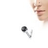 316L Surgical Steel L Shape Semi Precious Onyx Stone Nose Stud - Pierced Universe