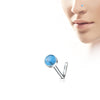 316L Surgical Steel L Shape Semi Precious Turquoise Stone Nose Stud - Pierced Universe