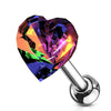 316L Surgical Steel Multi Colour Heart Crystal Helix Barbell - Pierced Universe