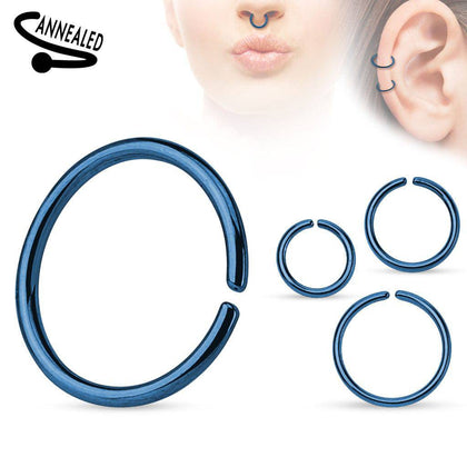 316L Surgical Steel Multi Use Blue PVD Nose Hoop Ring - Pierced Universe