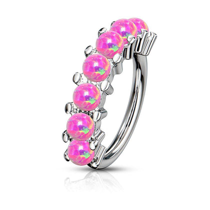 316L Surgical Steel Multi Use Easy Bend Pink Opal Hoop - Pierced Universe