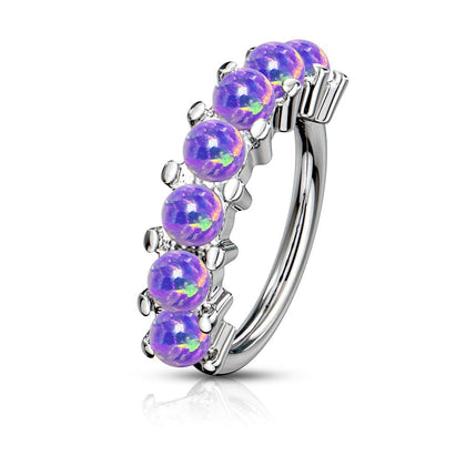 316L Surgical Steel Multi Use Easy Bend Purple Opal Hoop - Pierced Universe