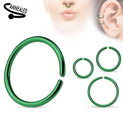 316L Surgical Steel Multi Use Green PVD Nose Hoop Ring - Pierced Universe