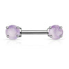 316L Surgical Steel Nipple Ring Barbell with Prong 7mm Semi Precious Stone - Pierced Universe