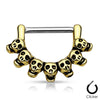 316L Surgical Steel Nipple Ring Clicker with 7 Consecutive Skull Design