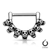 316L Surgical Steel Nipple Ring Clicker with 7 Consecutive Skull Design