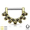 316L Surgical Steel Nipple Ring Clicker with 7 Consecutive Skull Design