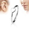 316L Surgical Steel Nose Hoop Ring with Small Heart - Pierced Universe