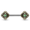 316L Surgical Steel Opal Flower Boho Tribal Nipple Ring Barbell - Pierced Universe