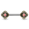 316L Surgical Steel Opal Flower Boho Tribal Nipple Ring Barbell - Pierced Universe