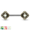 316L Surgical Steel Opal Flower Boho Tribal Nipple Ring Barbell - Pierced Universe