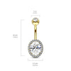 316L Surgical Steel Oval Pave White CZ Belly Ring - Pierced Universe