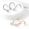 316L Surgical Steel Pink CZ Star Corkscrew Nose Ring Stud - Pierced Universe