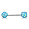 316L Surgical Steel Prong Opal Glitter Nipple Ring Barbell - Pierced Universe