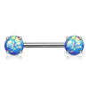 316L Surgical Steel Prong Opal Glitter Nipple Ring Barbell - Pierced Universe