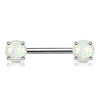 316L Surgical Steel Prong Opal Glitter Nipple Ring Barbell - Pierced Universe