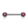 316L Surgical Steel Purple CZ Ball Gem Nipple Ring Barbell