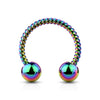 316L Surgical Steel Rainbow PVD Twisted Rope Horseshoe - Pierced Universe