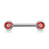 316L Surgical Steel Red CZ Ball Gem Nipple Ring Barbell - Pierced Universe