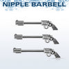 316L Surgical Steel Revolver Gun Nipple Ring Barbell - Pierced Universe