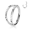 316L Surgical Steel Ridged Double Hoop Hinged Hoop Ring Clicker - Pierced Universe