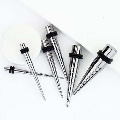 316L Surgical Steel Ridged Stretcher Taper - Pierced Universe