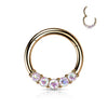 316L Surgical Steel Rose Gold PVD 5 AB CZ Gem Dainty Septum Ring Hinged Clicker Hoop - Pierced Universe