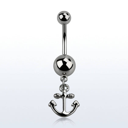 316L Surgical Steel Small Anchor Dangle Belly Button Ring