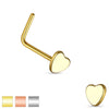 316L Surgical Steel Small Heart L Shape Nose Ring Pin - Pierced Universe