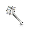 316L Surgical Steel Square White CZ Ball End Nose Pin - Pierced Universe