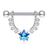 316L Surgical Steel Star Dangle White & Blue CZ Nipple Ring Barbell