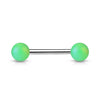 316L Surgical Steel Straight Barbell with Matte Green Acrylic Balls - Pierced Universe