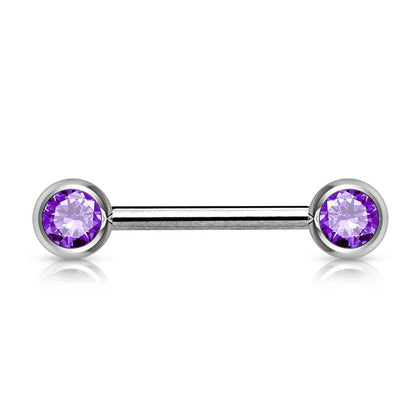 316L Surgical Steel Tanzanite CZ Ball Gem Nipple Ring Barbell - Pierced Universe