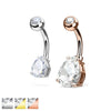 316L Surgical Steel Teardrop CZ Belly Ring - Pierced Universe