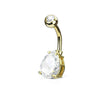 316L Surgical Steel Teardrop CZ Belly Ring - Pierced Universe