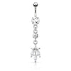 316L Surgical Steel Teardrop Leaf Dangling Belly Button Navel Ring - Pierced Universe