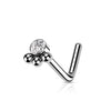 316L Surgical Steel Tribal Ball White CZ L-Shape Nose Ring Stud