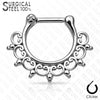 316L Surgical Steel Tribal Fan Lace Septum Ring Clicker - Pierced Universe