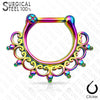 316L Surgical Steel Tribal Fan Lace Septum Ring Clicker - Pierced Universe