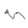 316L Surgical Steel Trillium Ball Top Corkscrew Nose Ring Stud - Pierced Universe