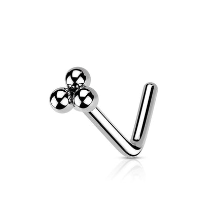 316L Surgical Steel Trillium Ball Top L-Shape Nose Ring Stud - Pierced Universe