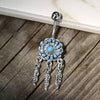 316L Surgical Steel Turquoise Dream Catcher Dangly Belly Ring