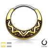 316L Surgical Steel Vintage Antique Curved Septum Nose Ring Clicker - Pierced Universe