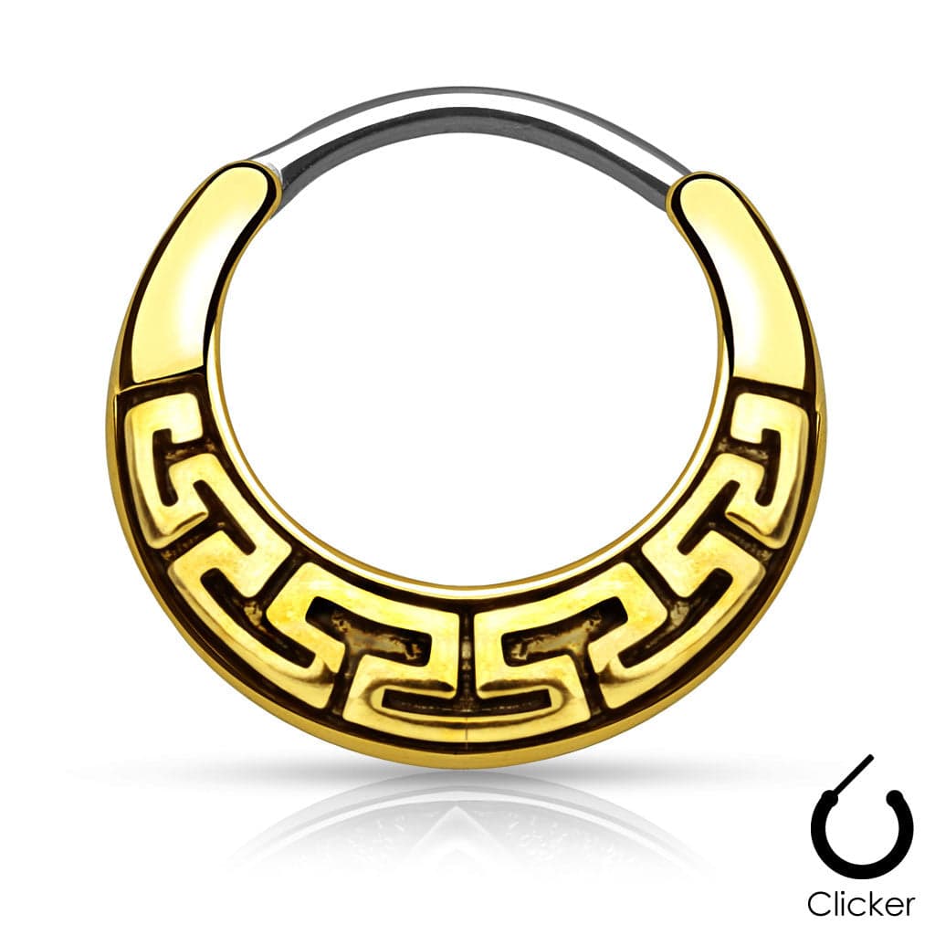 316L Surgical Steel Vintage Antique Curved Septum Nose Ring Clicker - Pierced Universe