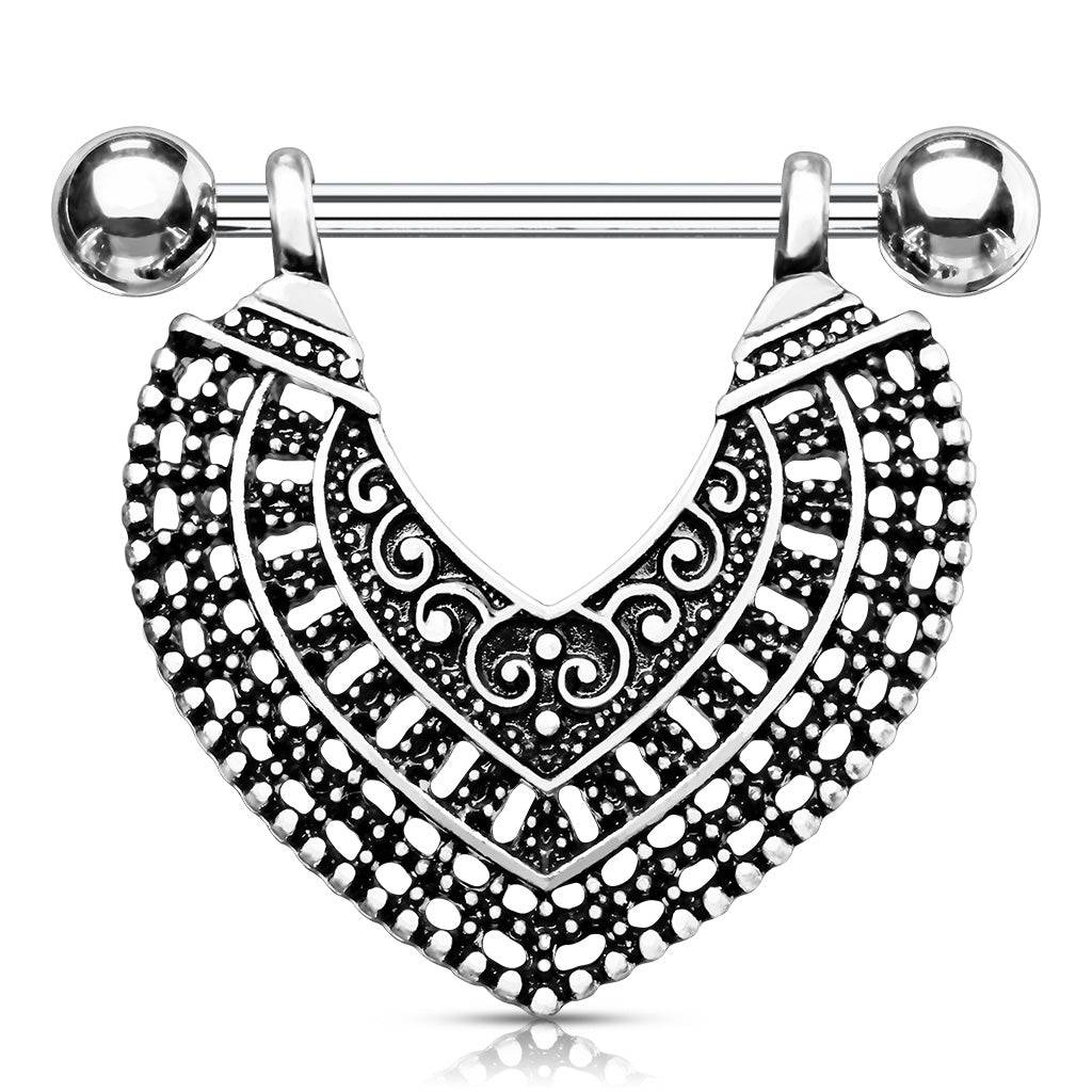 316L Surgical Steel Vintage Boho Nipple Shield Barbell