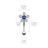 316L Surgical Steel White & Blue Flower Curved Barbell - Pierced Universe